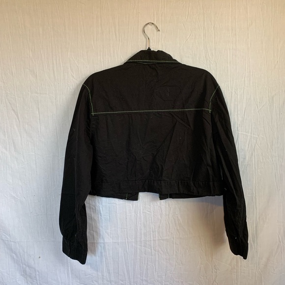 New Look Black and Green Cargo Cropped Jacket Womens Size M - Picture 6 of 6